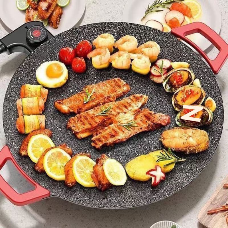 Electric baking pan, household barbecue pot, barbecue plate, smokeless, non-stick, multi-functional, Korean-style grilled, thickened fried meat, barbecue oven, electric grill