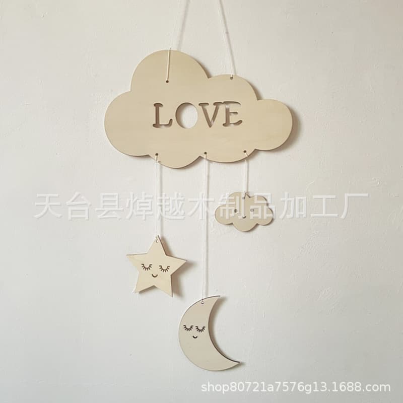 Trending Nordic Home Cloud Decoration, Eyelash Moon Creative Hanging Ornament, Kids Photography Wall Prop