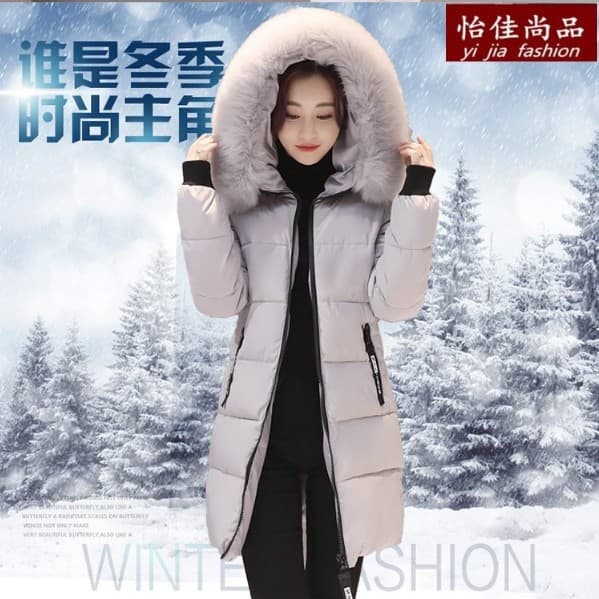 Women's 2024 Winter New Korean Style Fashion Mid-Length Cotton Coat Plus Size Slim Fit Hooded Jacket