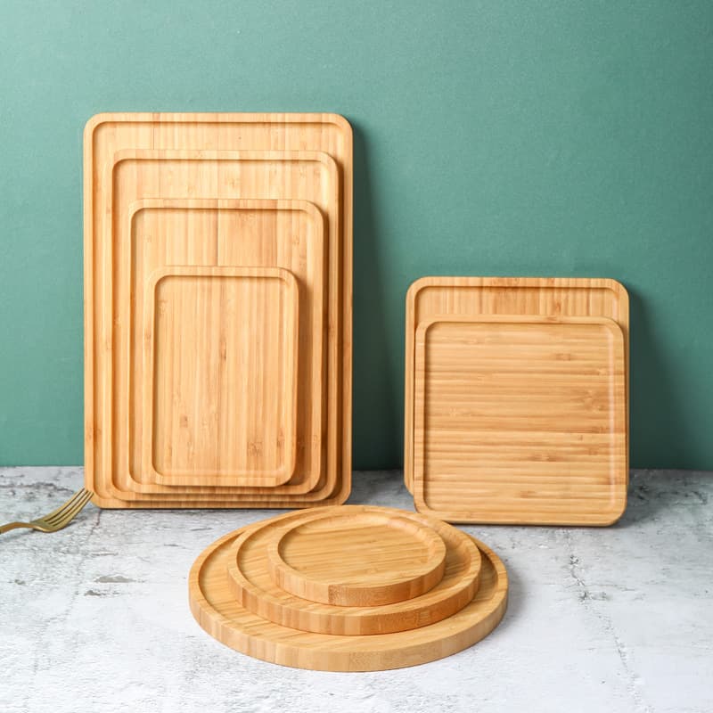 Bamboo Wood Tea Tray Creative Fruit Bread Plate Hotel Tray Japanese Style Wooden Rectangular Cup Tea Tray