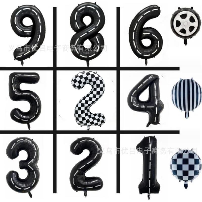 40-inch Black White Striped Number Foil Balloons For Baby's 1st 2nd Birthday Decorations