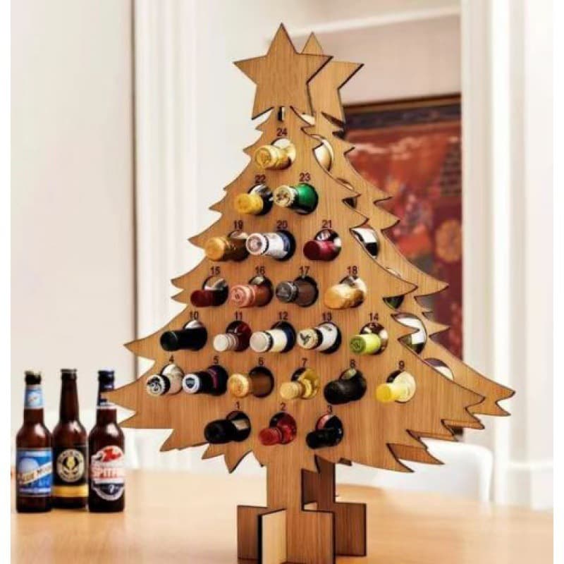 Cross-border popular Christmas countdown wine rack, Christmas tree, wine bottle holder, wooden ornament, craft decoration