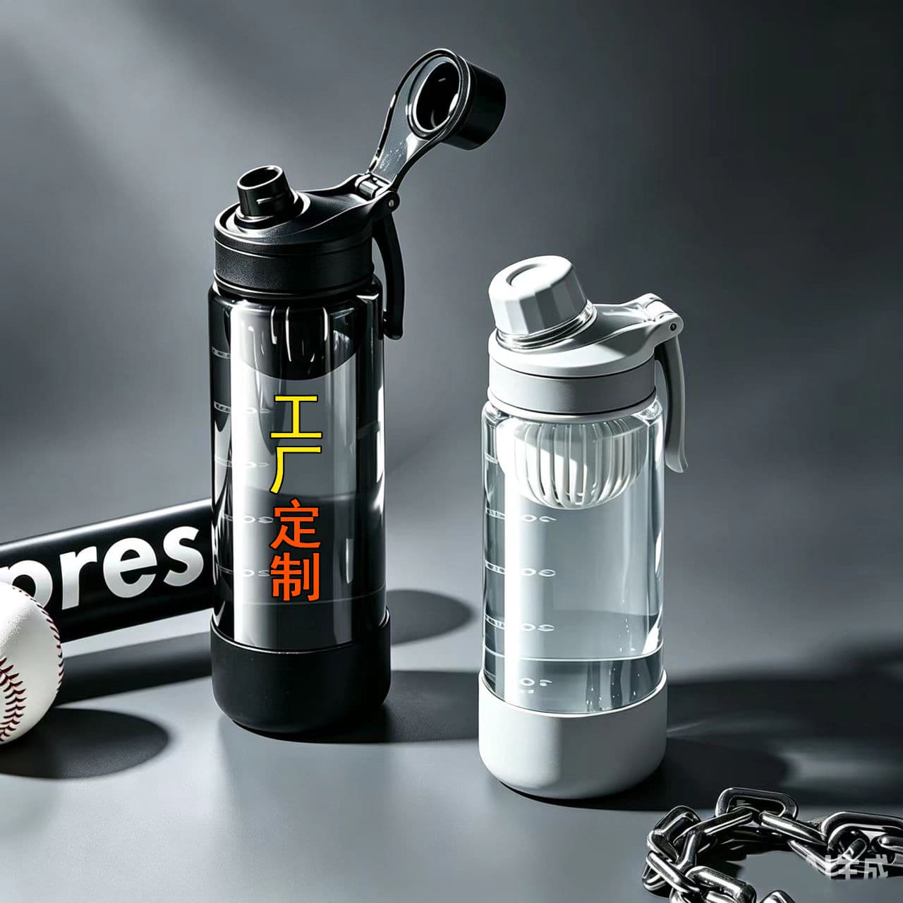 Simple Printed Sports Water Bottle Car Cup Fitness Cup Anti-Drop Leak-Proof with Tea Strainer Student Portable Plastic Cup