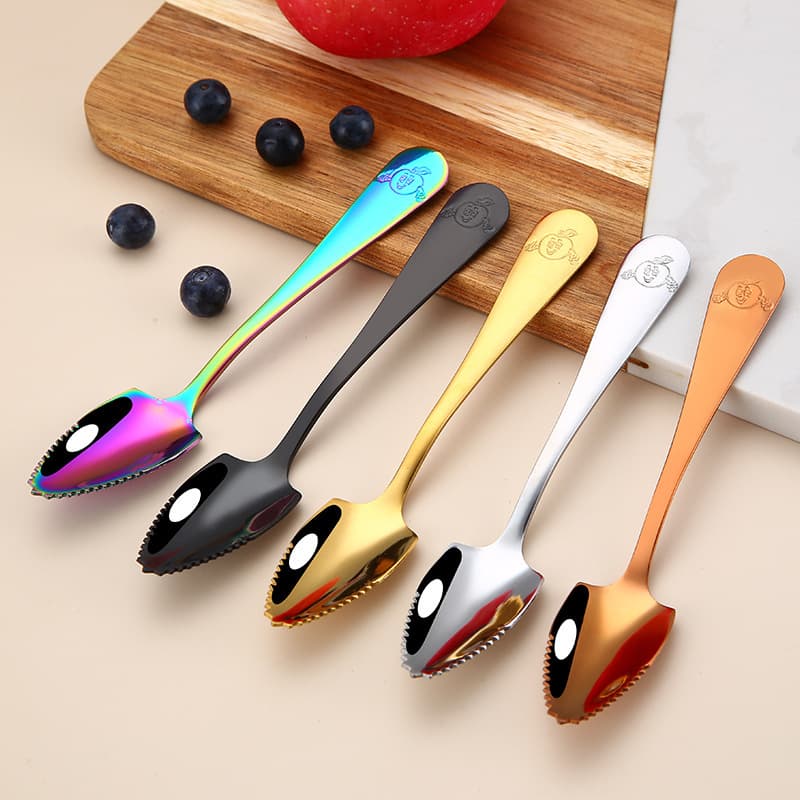 304 Stainless Steel Fruit Scraping Spoon, Baby Food Masher Spoon for Apple Puree