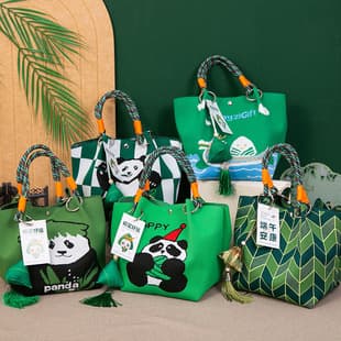 2026 Knitted Handbag Chinese Style Zongzi Dragon Boat Handle Bucket Bag Corporate Gift Bag Wholesale Employee Benefits