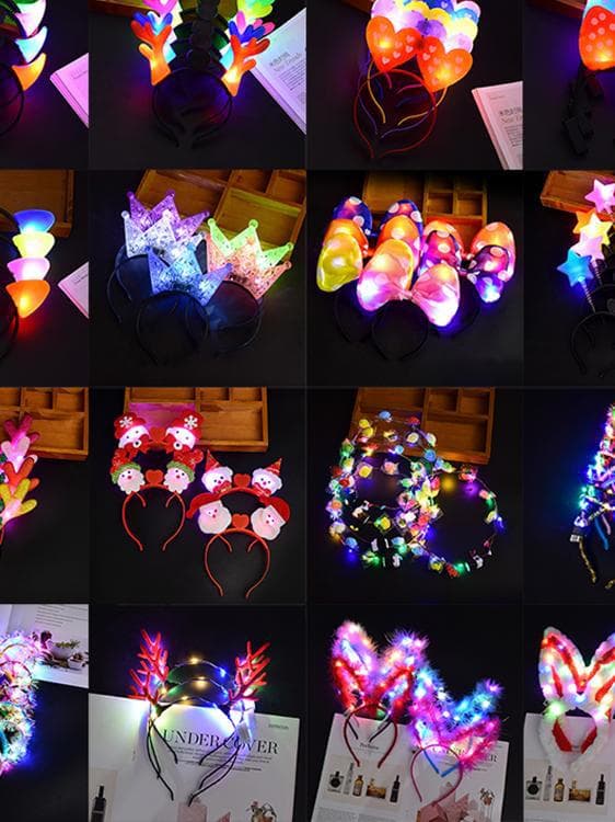 National Day glowing antler/dragon horn headband, LED bull horns, rabbit ear clips for night market stalls