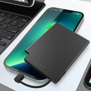 Mini Power Bank Ultra-Thin Portable with Built-in Cable Pocket Power Bank Customizable