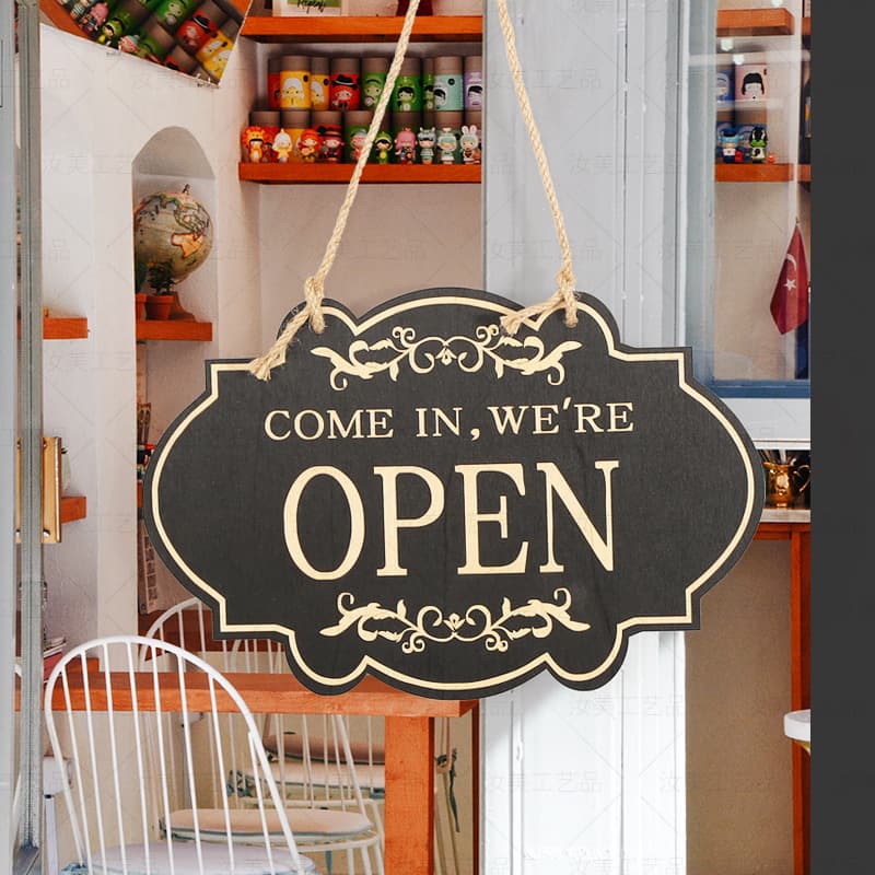 Wooden Sign Amazon Double-Sided Door Sign Creative Open/Closed Bar Shop Decoration Wooden Business Sign