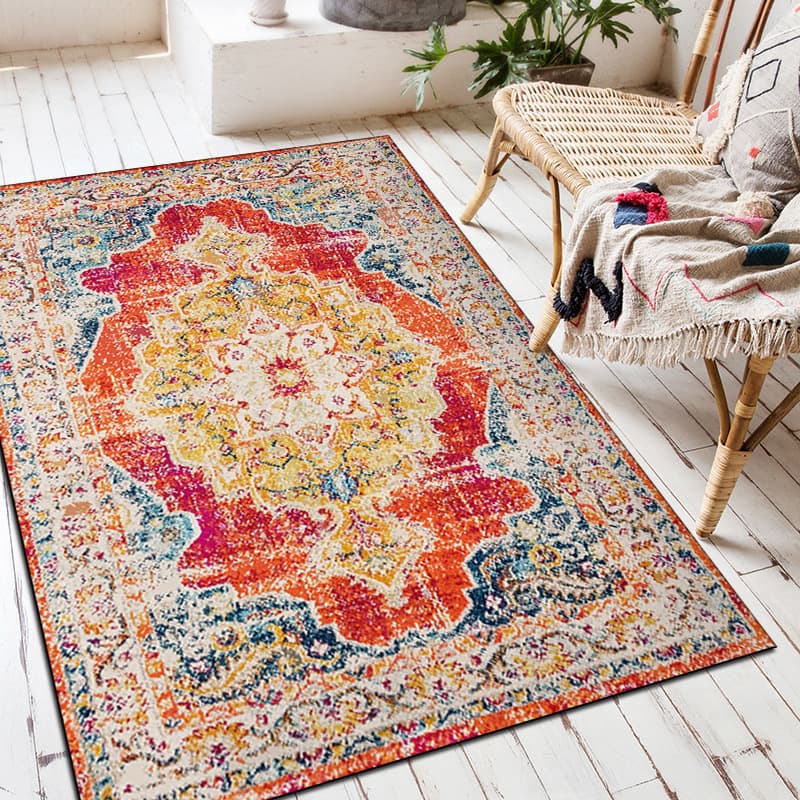 Retro distressed carpet, Persian ethnic style carpet, cross-border bohemian living room carpet, sofa coffee table carpet