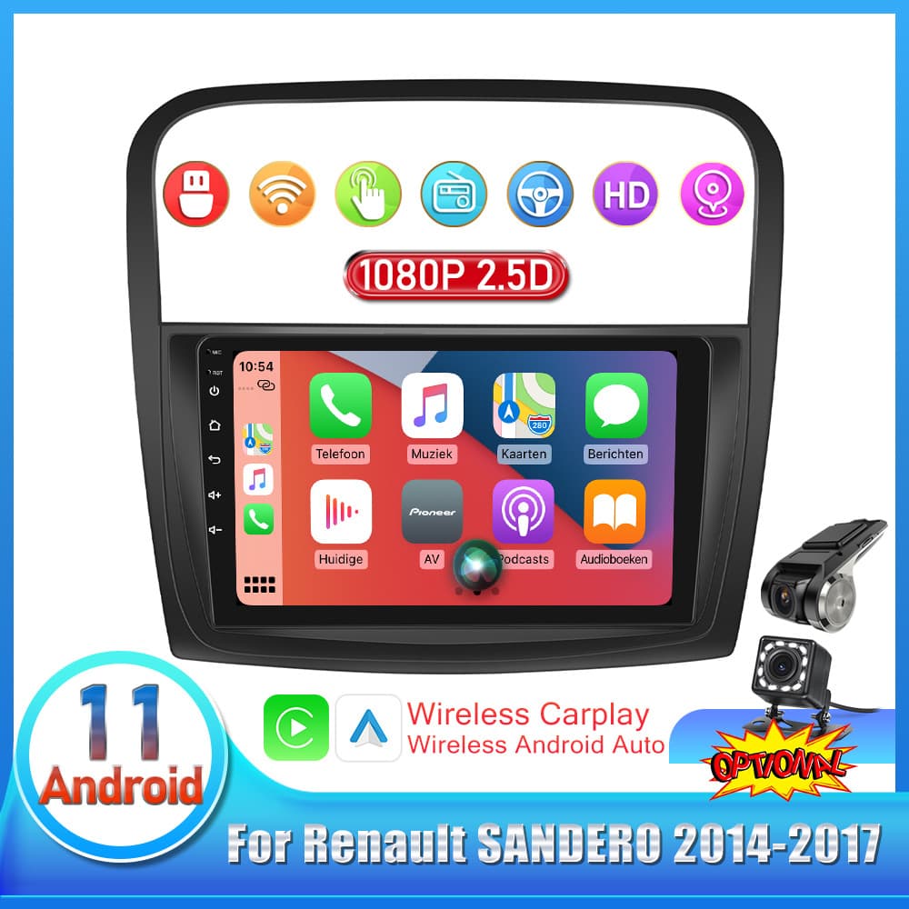 For Renault SANDERO 2014-2017 Large Screen Carplay Android Navigation Car Central Control All-in-One