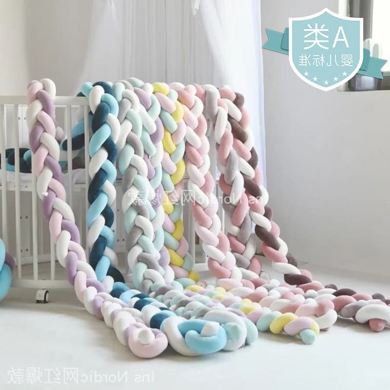 New Style Twisted Crib Bumper, Baby Crib Rail Guard, Soft 3-Strand Braided Anti-Collision Strip, Splicing Bed, Foreign Trade Drop Shipping