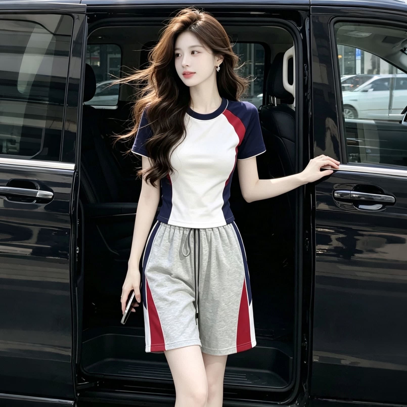 European High-End Casual Sportswear Set for Women, New Summer Style, Fashionable Age-Defying Short Sleeve T-Shirt and Shorts Two-Piece Set