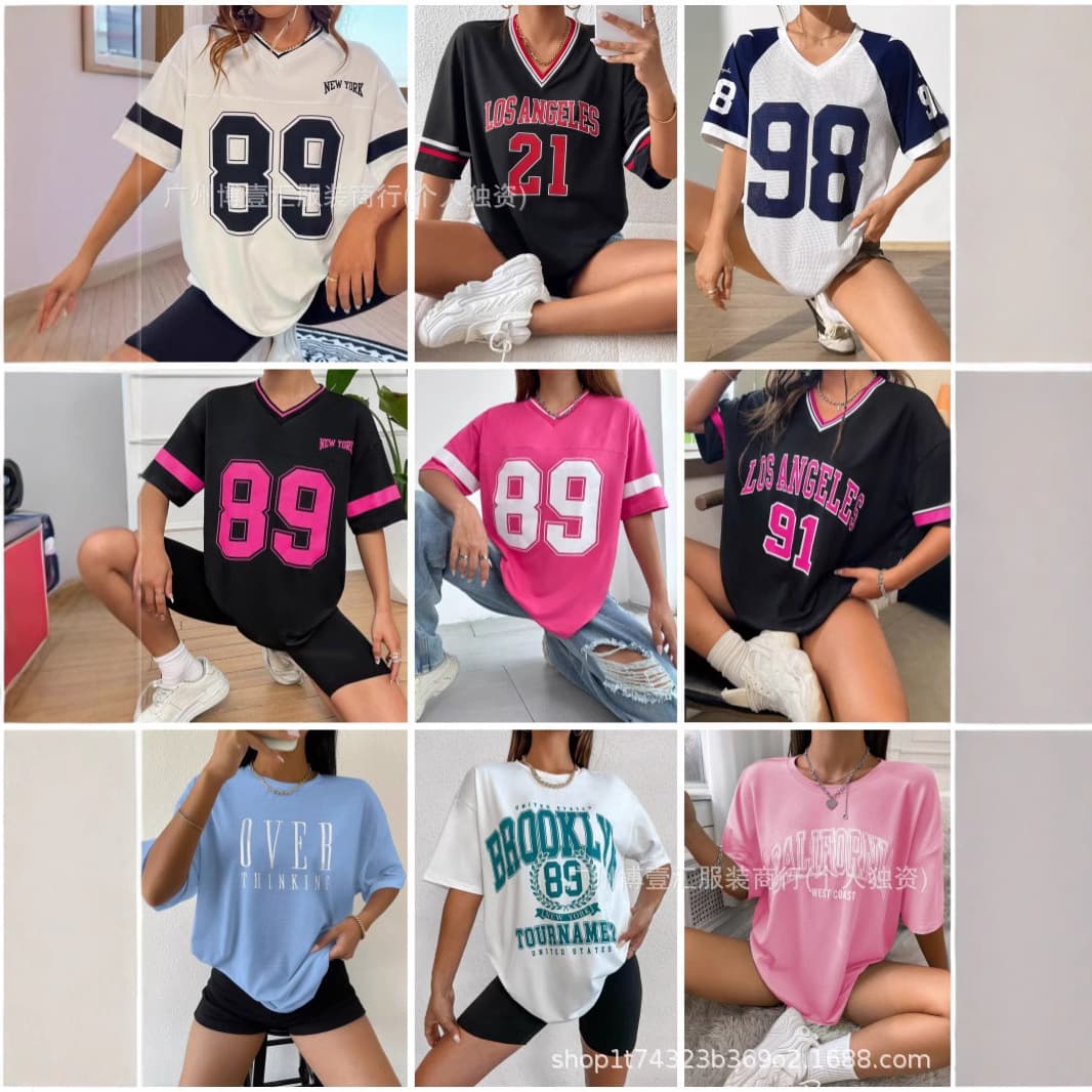 Cross-border Shein Women's Loose Fit T-Shirt Women's Short Sleeved T-Shirt Printed Top