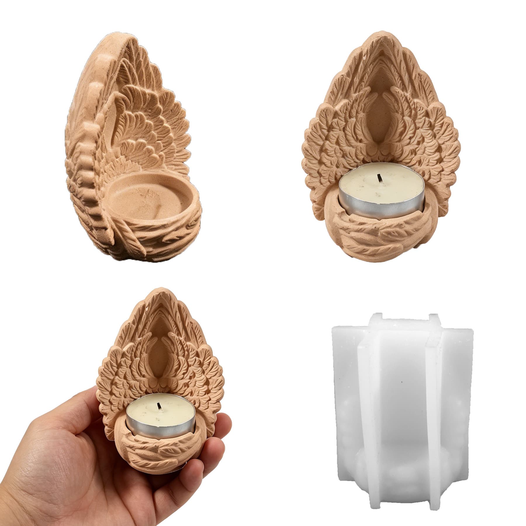 New Cross-border Angel Wings Candle Holder Silicone Mold, Easter DIY Feather Wings Candle Base Plaster Decoration