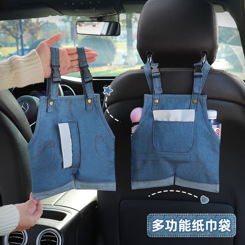 Car tissue box storage bag multifunctional car tissue hanging bag creative tissue box storage bag for rear seats