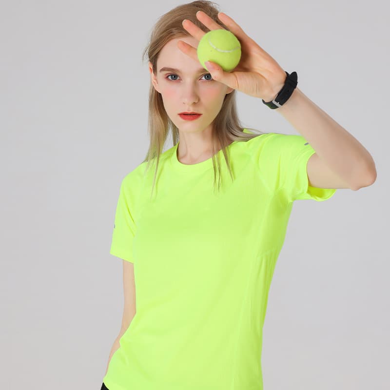 Quick-Dry T-Shirt Workwear Short Sleeve Women's Top Summer Sport Crew Neck Tee with Logo Printing