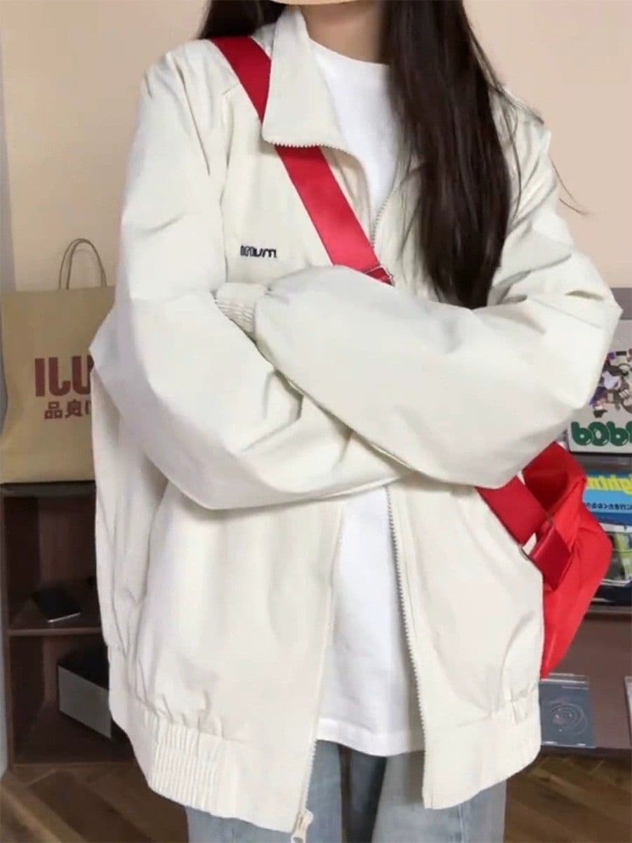 Japanese retro designed workwear jacket for women autumn/winter new loose versatile couple casual windbreaker baseball coat.