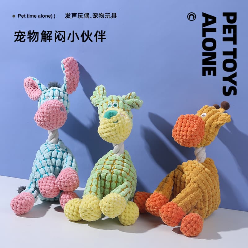 Pet Toy Dog Squeaky Toy Funny Donkey Durable Chew Plush Toy Interactive Dog Toy