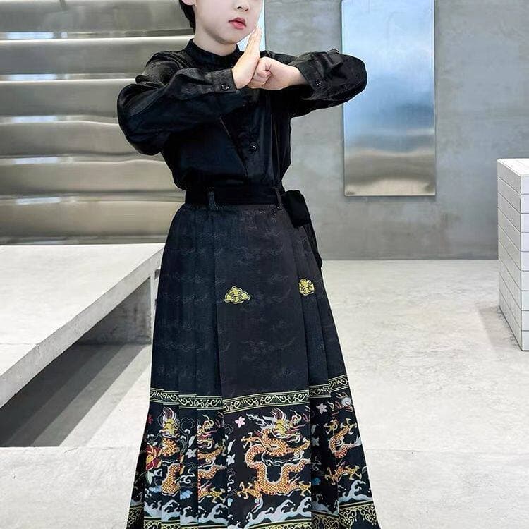 The same horse-faced skirt and Hanfu for boys and girls in spring and summer, new style for children to pay New Year greetings, Chinese Chinese style ancient style Tang suit for girls