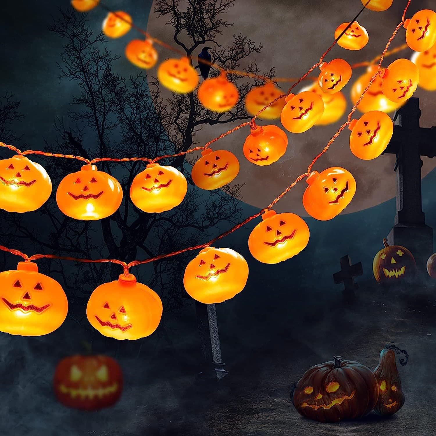 Halloween LED String Lights Pumpkin Decoration Lights Battery Box Ambient Colorful String Lights