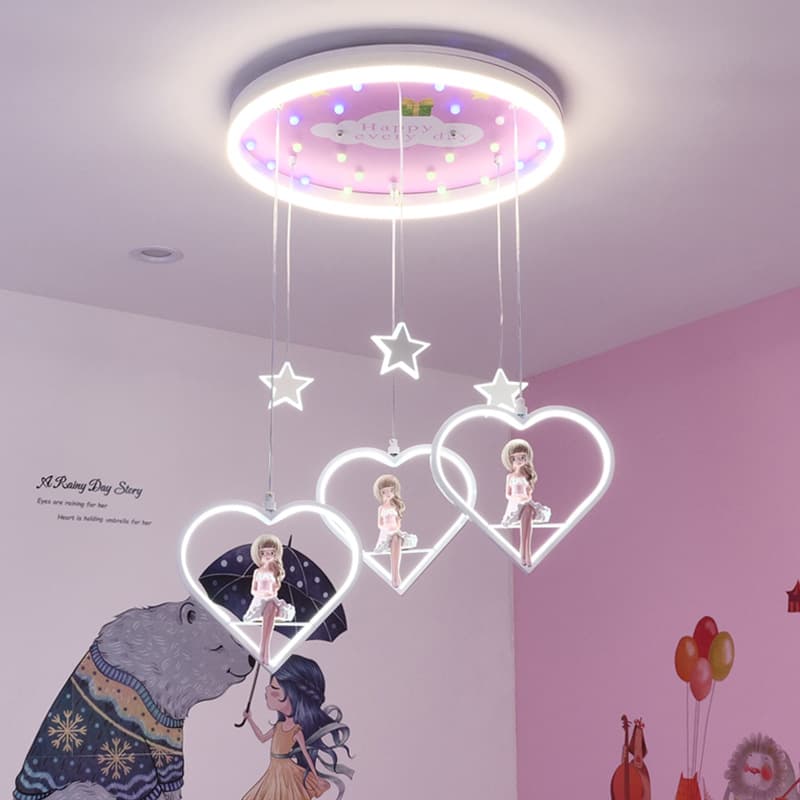 Cross-border Supply 110V Tuya Kids Room Cartoon Bedroom Decorative Pink Girls Room LED Pendant Light