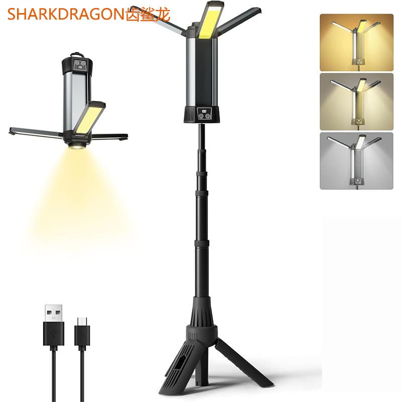 New XHP50 High Power LED Camping Light USB Charging Screen Display with Magnet Stand Retractable COB Work Light