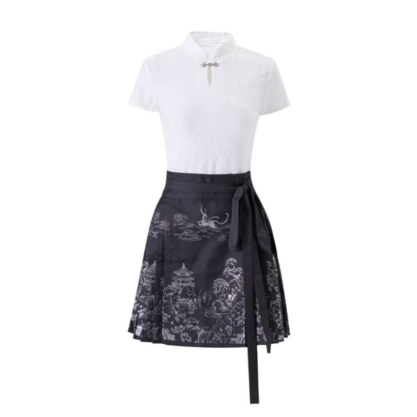 Summer 2026 New Style New Chinese Style Hanfu Element Women's Petite Daily Horse Face Skirt and Blouse Set