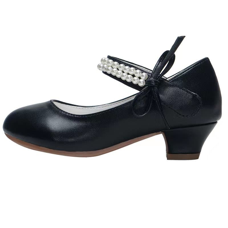 Girls Leather Shoes 2023 New High Heel Black Princess Shoes Campus Shoes for Primary and Secondary School Students Drop Shipping