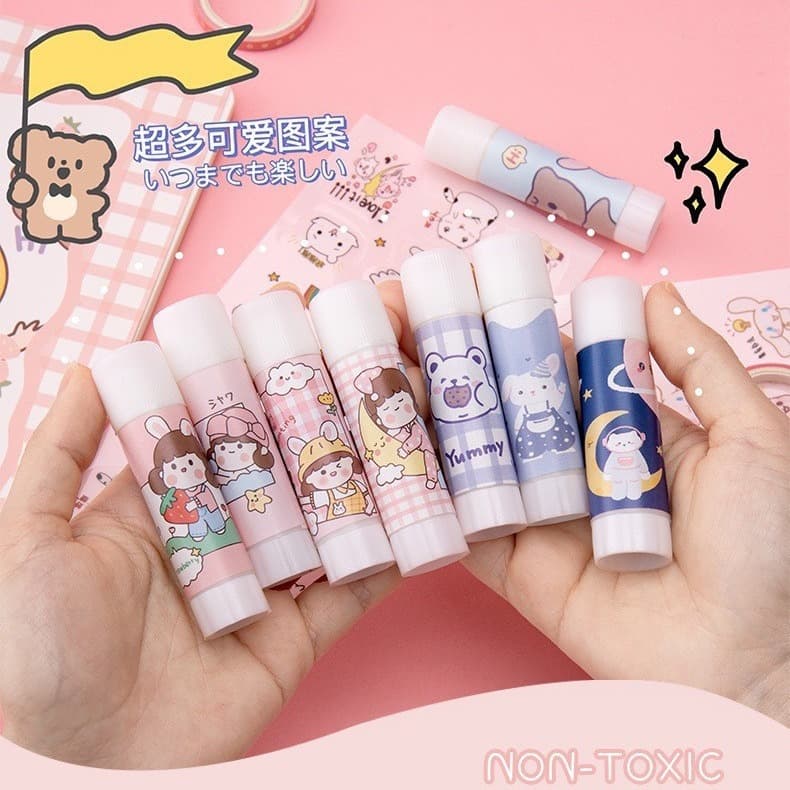 Cartoon solid glue stick for children's crafts, large puzzle adhesive, white transparent glue