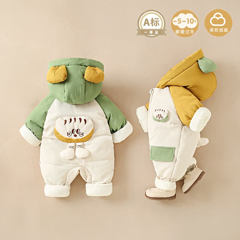 Baby Winter Onesie Thickened Cotton Suit Autumn and Winter Newborn Baby Boy and Girl Set Cotton Padded Outwear
