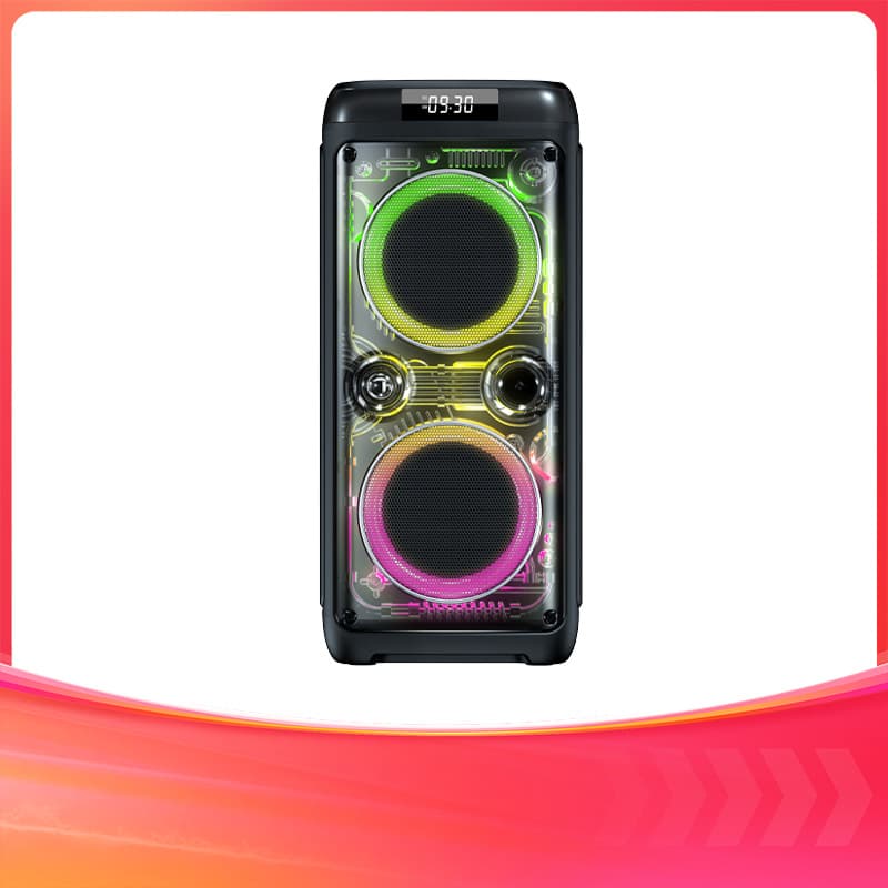 Party Speaker High-Power Bluetooth Speaker with Colored Glass Light, Dual 6.5-Inch Heavy Bass Subwoofer Outdoor Audio