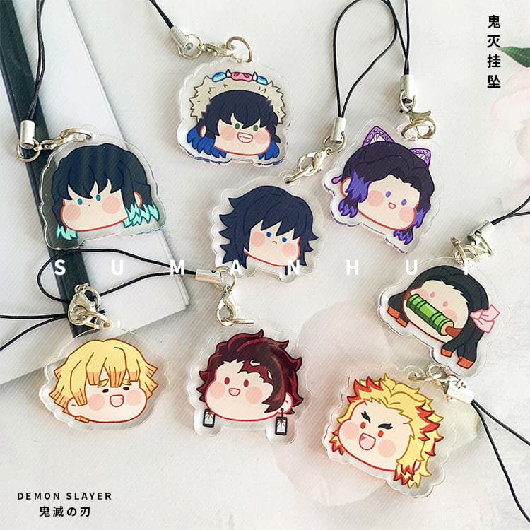 Demon Slayer Merchandise Zenitsu Phone Charm, Butterfly Shinobu Keychain, Rengoku Small Pendant, Muichiro Pendant Cross-Border