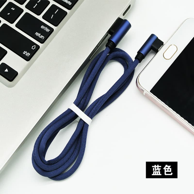 Double Angled Android Micro USB Data Cable Charger Cable Braided Fast Charging Gaming Extended Phone Anti-Break