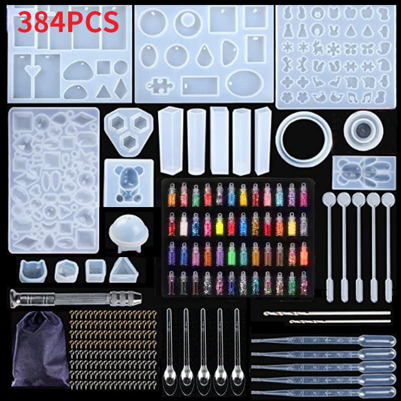 227-Piece DIY Crystal Epoxy Resin Mold Tool Kit Set with Bracelet Pendant Epoxy Resin Set