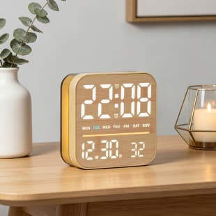New Home Decor Warm Light Clock Wood Grain Style Multifunctional Electronic Clock LED Electronic Alarm Clock Cross-border Hot Sale 8061