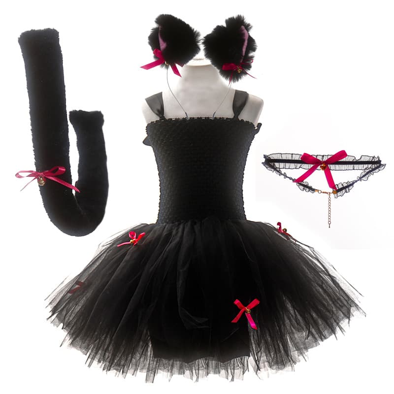 New Halloween Animal Dress Cat Bell Tutu Skirt Children's Holiday Performance Costume Princess Tutu Skirt