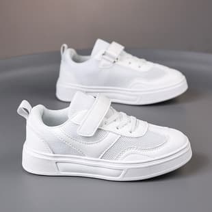Children's Day Performance White Shoes for Girls, Breathable Single Mesh Shoes, White Sports Shoes, Ultra-Light German Training Shoes for Boys