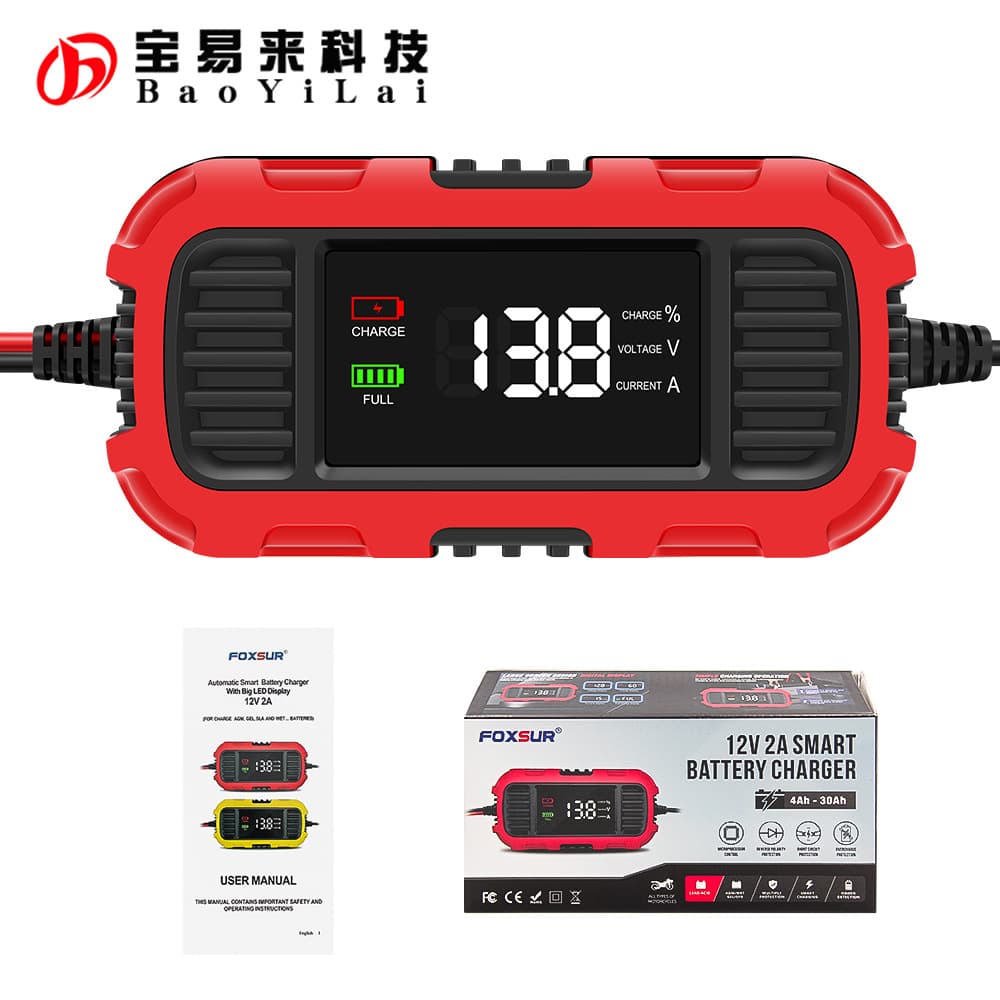 Automatic Smart Battery Charger 12V 2A with Trickle Charging for Batteries