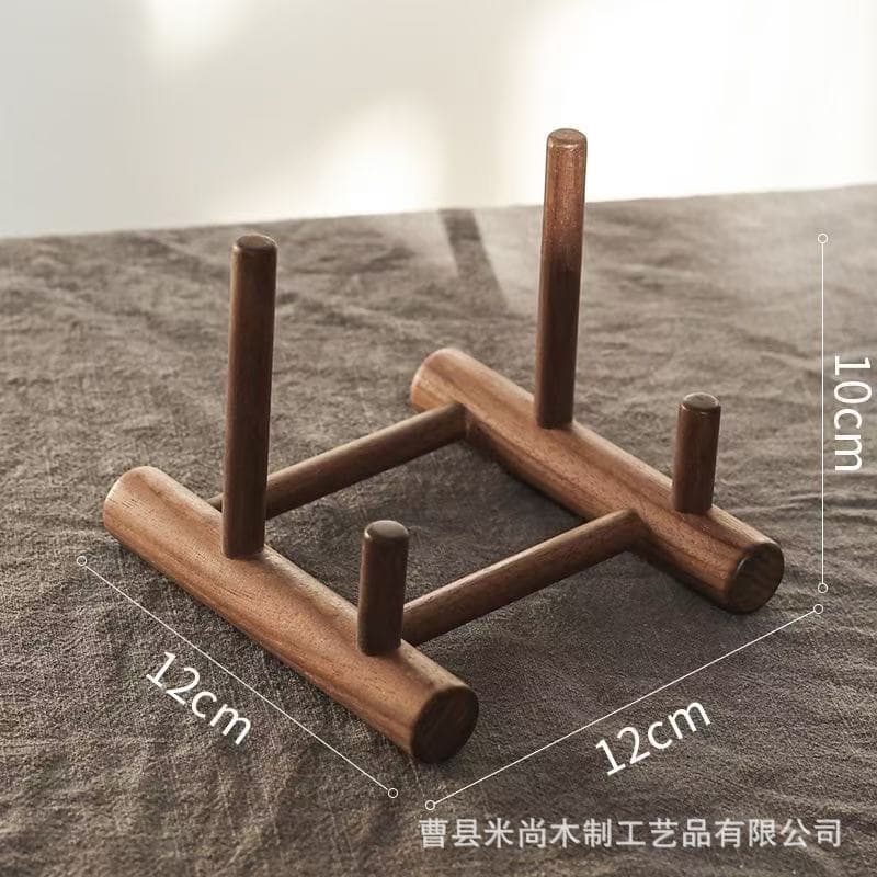 Wooden Tea Cake Holder Tray Divider Plate Rack New Chinese Zen Antique Plate Stand Storage Rack Plate Display Stand