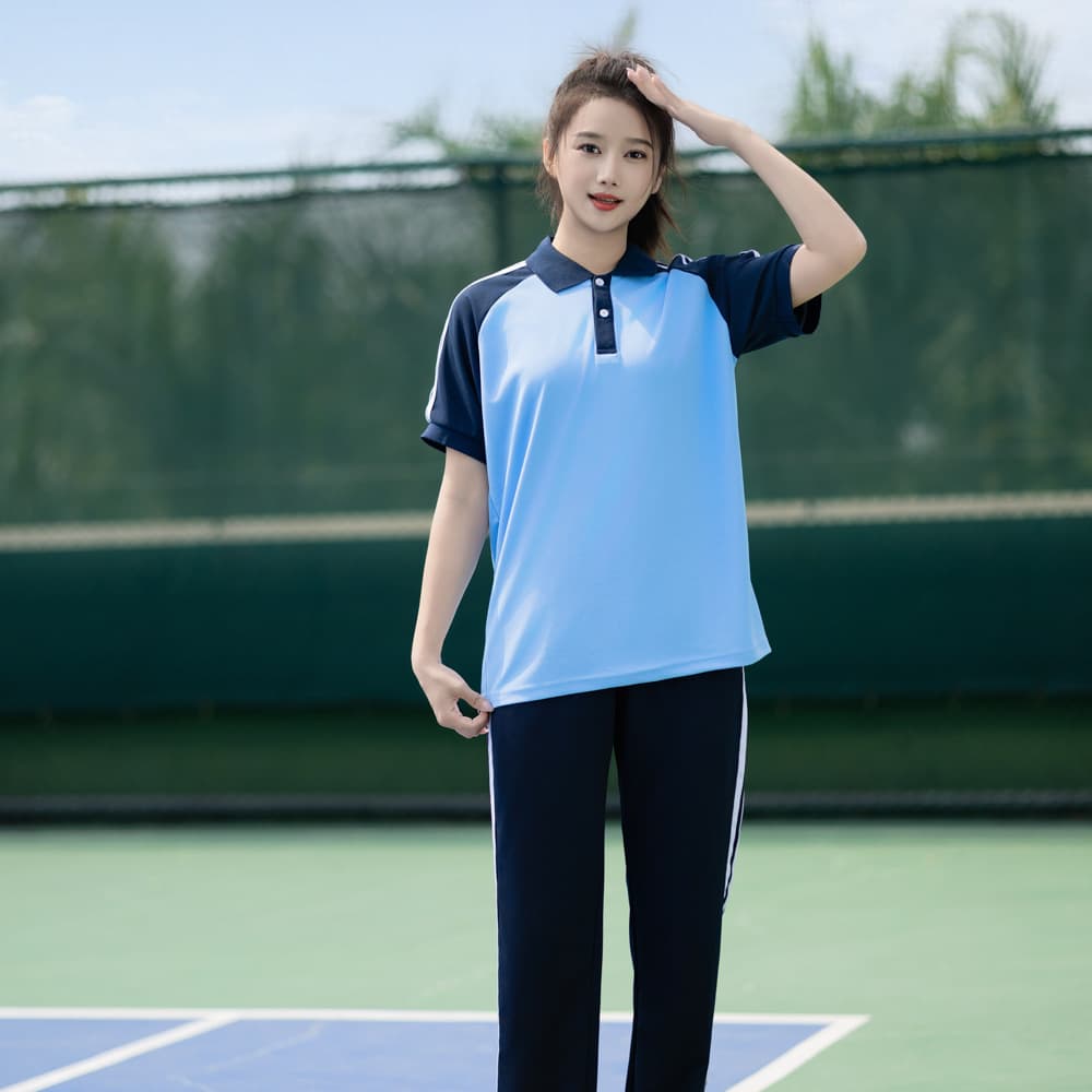 Summer Middle School Student Uniform Set High School Short Sleeve T-Shirt Junior High Sportswear Class Graduation Gown