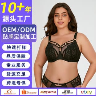 Customizable Cross-border Plus Size Bra for Women, Lace Push-up, Anti-sagging, Breathable Thin Cup Bra