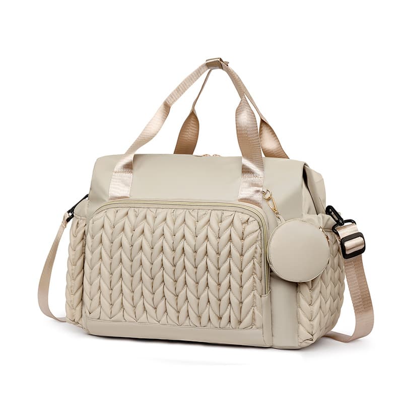 Premium Mom Diaper Bag for Baby Outings, Large Capacity Stroller Hanging Bag, Fashionable Textured Lightweight Handheld Shoulder Bag