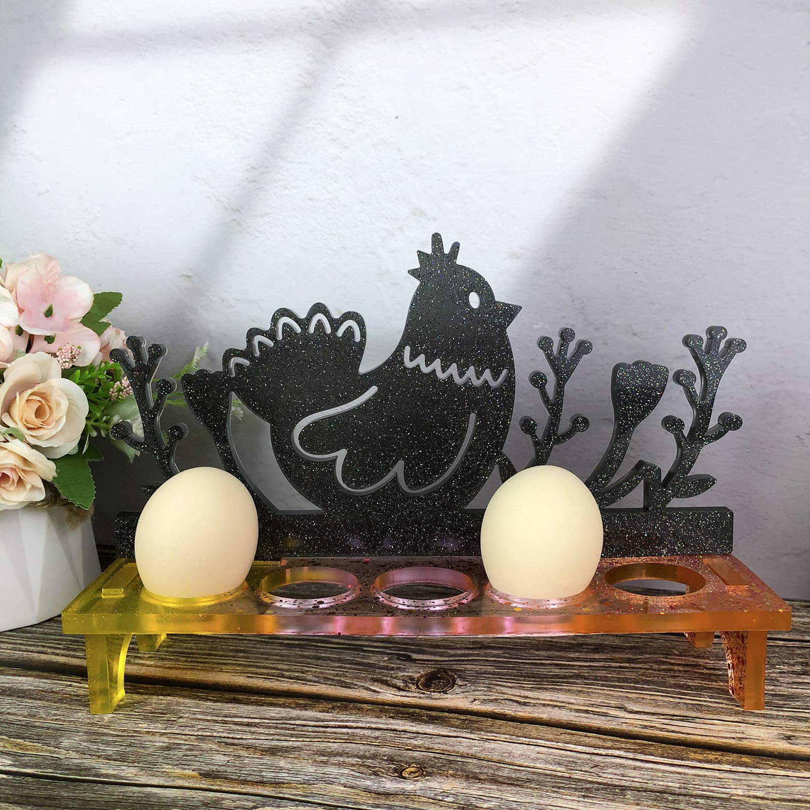 X0050+X0210 Hen Egg Tray Insert + Five-Hole Egg Tray Base Decoration Mold, DIY Silicone Mold