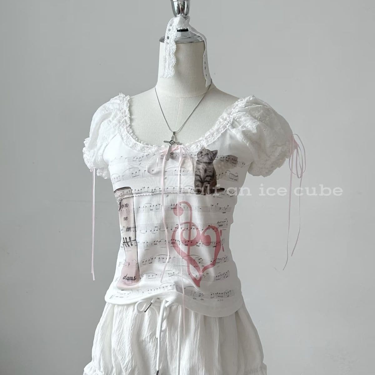 Vintage Summer American Retro Early Taste Hot Girl Short Sleeve T-Shirt Retro Fitted Puff Sleeve Cropped Top Vintage