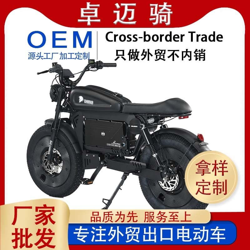 Maigi Retro Electric Bike Black Warrior Black Knight Electric Off-Road Motorcycle Lithium Battery Fat Tire Snow Electric Vehicle