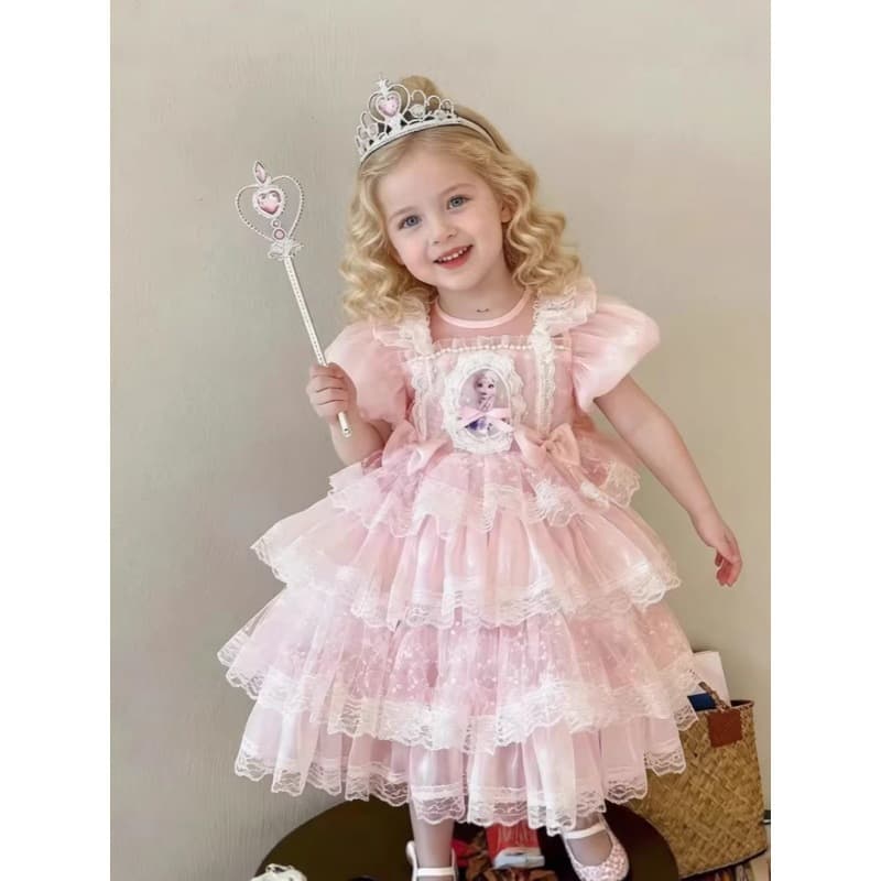 New Frozen Elsa Princess Girls 2026 New Children's Birthday Lolita Summer Dress
