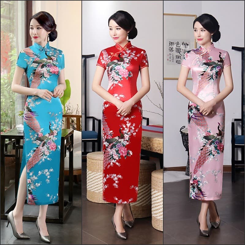Cheongsam women's long large size retro improved catwalk performance cheongsam dress Chinese style old Shanghai daily dress