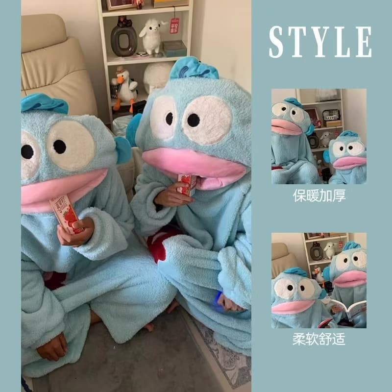 Ugly Fish Dinosaur Pajamas Little Bee Fox Coral Fleece Robe Capybara Can Be Worn Outside Warm Couple Homewear