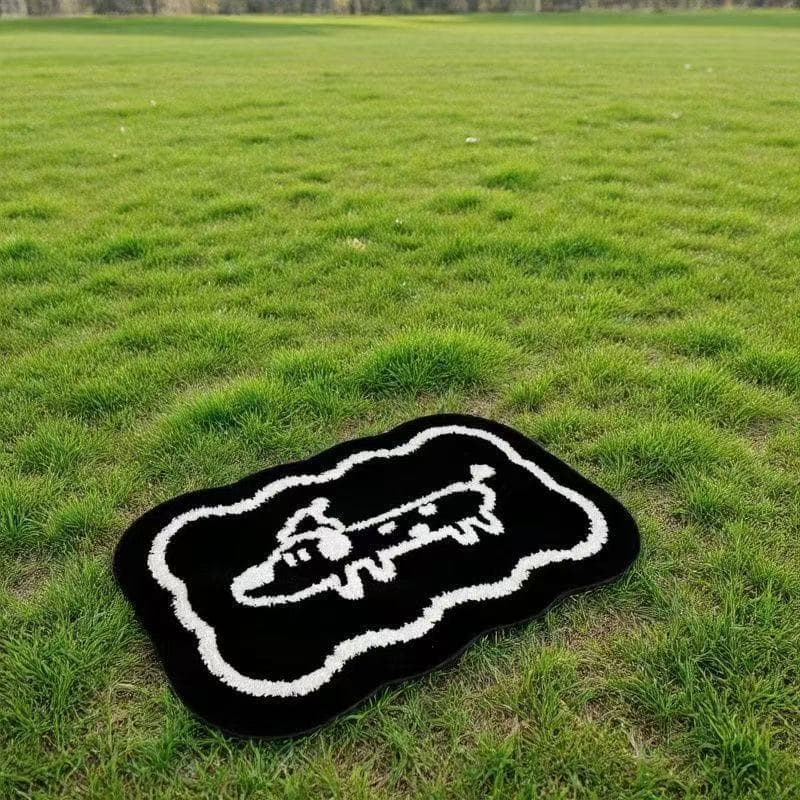 ins black and white bathroom stain-resistant floor mats cartoon animals bedroom plush decorative tufted carpet living room wear-resistant floor mats