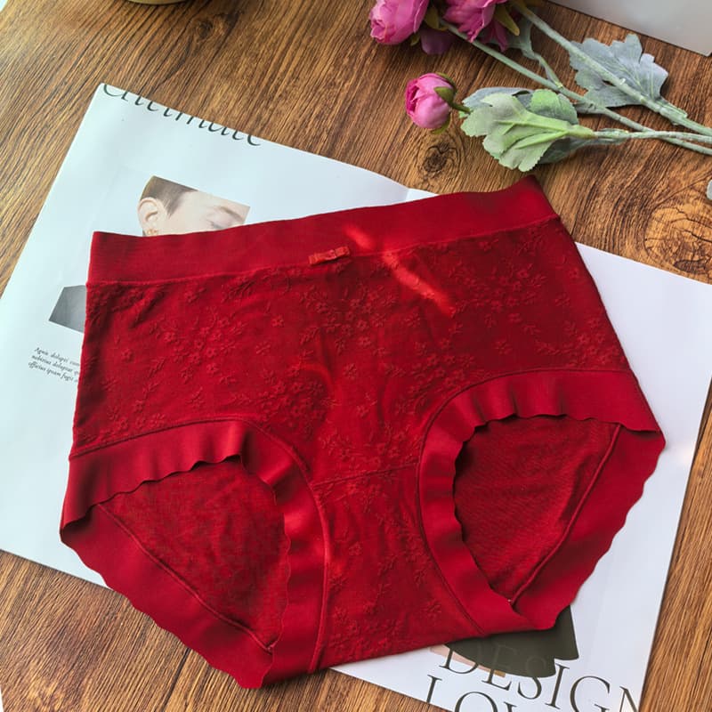 Angora Red Combo Girls' Triangle Shorts Autumn/Winter 10A Antibacterial Mulberry Silk Wedding Zodiac Year Jacquard New Style